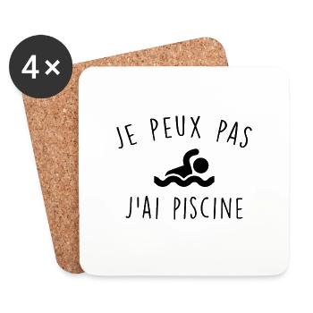 Je peux pas j'ai piscine - Dessous de verre (lot de 4) - blanc - Devant