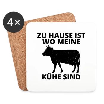 Zu Hause ist wo meine Kühe sind Bauer Geschenk - Untersetzer (4er-Set) - Weiß - Vorne