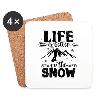 Geschenke für Skifahrer | Ski Skifahren Apres Ski - Untersetzer (4er-Set) - Weiß - Vorne