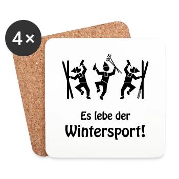 Es Lebe Der Wintersport! (Après Ski Party / Apres) - Untersetzer (4er-Set) - Weiß - Vorne