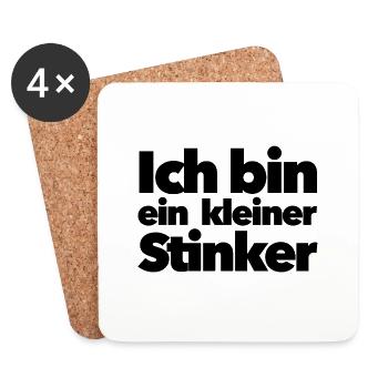 Ich bin ein kleiner Stinker - Spaß - Untersetzer (4er-Set) - Weiß - Vorne