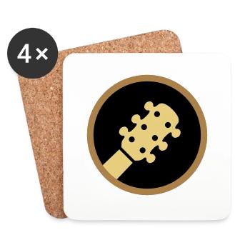 ★ Designfarben änderbar ★ Kopf einer Gitarre Kreis - Untersetzer (4er-Set) - Weiß - Vorne