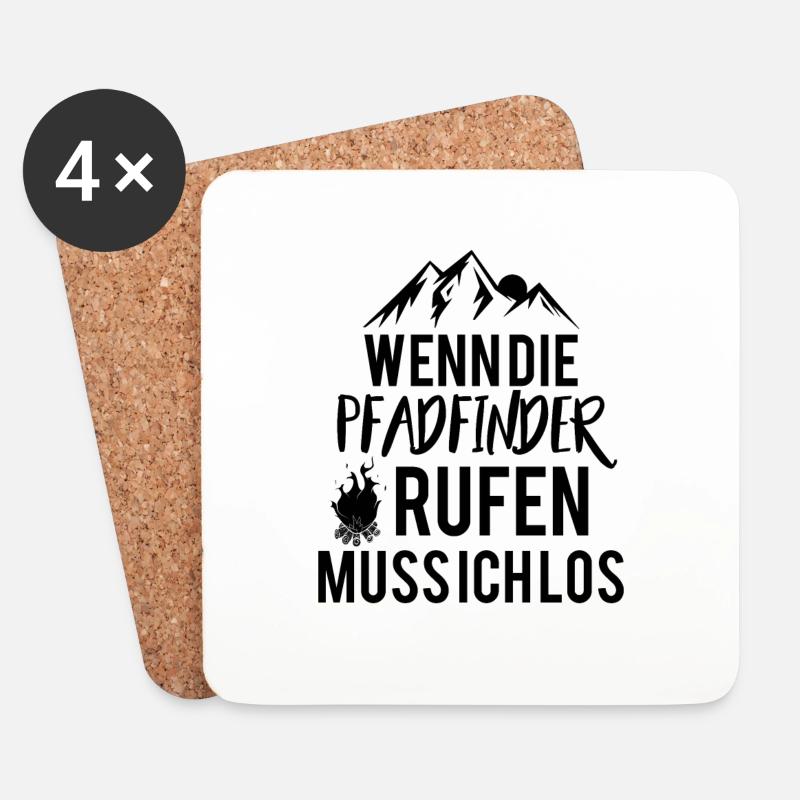 Pfadfinder | Abzeichen Natur Lagerfeuer Geschenke - Untersetzer (4er-Set) - Weiß