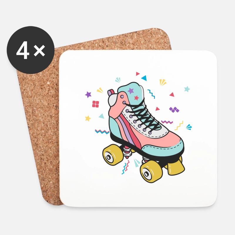 Rollschuhe Roller Skates Retro Vintage - Untersetzer (4er-Set) - Weiß