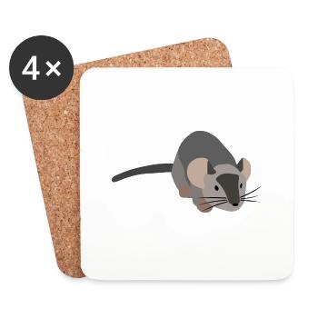 Gray mouse - Coasters (set of 4) - white - Front