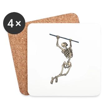 Skeleton on the fitness sport chin-up bar - Coasters (set of 4) - white - Front