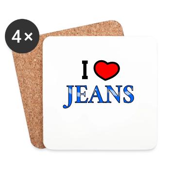 I love jeans heart jeans jeans wear vêtements - Dessous de verre (lot de 4) - blanc - Devant
