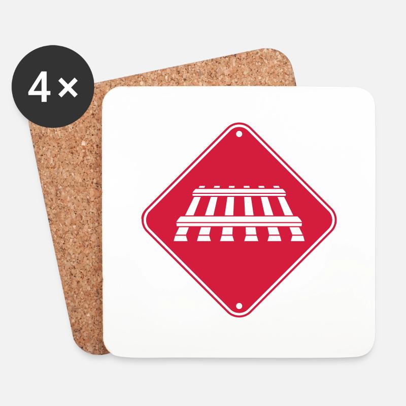 Vorsicht Gleis Schild - Untersetzer (4er-Set) - Weiß