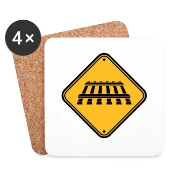 Attention track sign - Coasters (set of 4) - white - Front