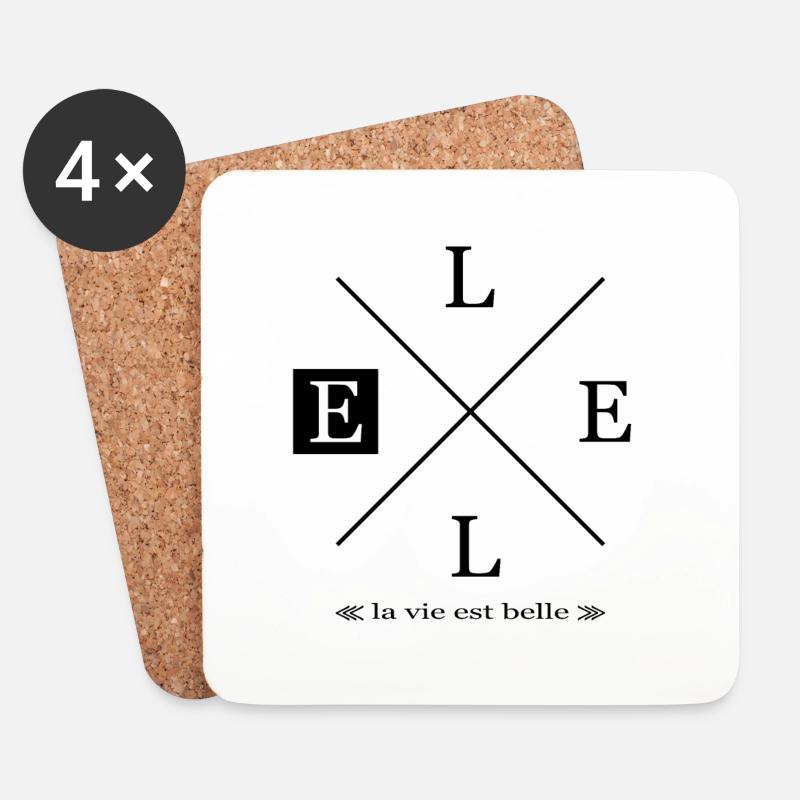 Elle la vie est belle schwarz - Untersetzer (4er-Set) - Weiß