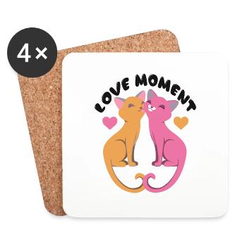 Cat Cat love meow - Coasters (set of 4) - white - Front