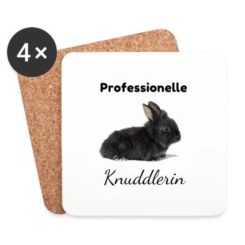 Professionelle Kaninchen Knuddlerin - Untersetzer (4er-Set) - Weiß - Vorne