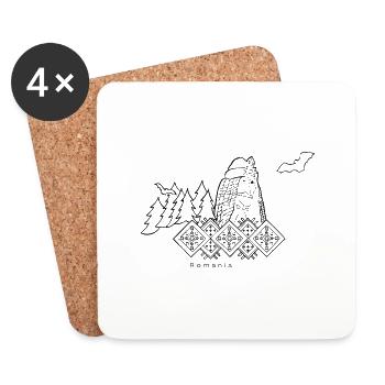 Voyage en Roumanie, noir - Dessous de verre (lot de 4) - blanc - Devant