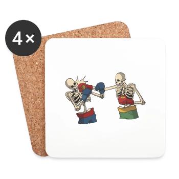 Skeleton while boxing - Coasters (set of 4) - white - Front