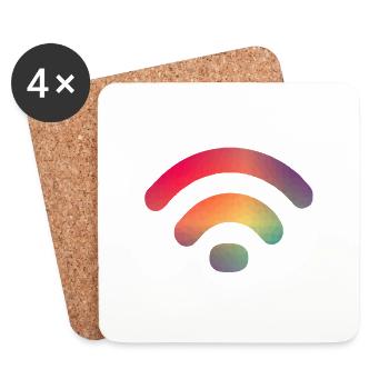 WLAN Signal - WLAN - Online - Verbindung in bunt - Untersetzer (4er-Set) - Weiß - Vorne