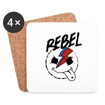 Smilie Rebel Rebellious - Coasters (set of 4) - white - Front