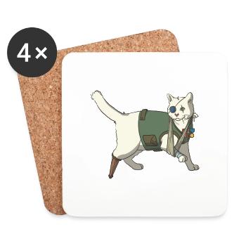 Soldat de chat vétéran - Dessous de verre (lot de 4) - blanc - Devant