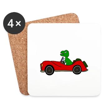Tyrannosaurus Rex conduit convertible - Dessous de verre (lot de 4) - blanc - Devant