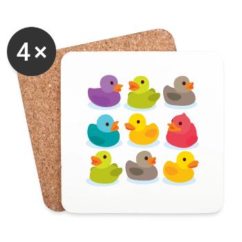 Allez, canard! Canard, allez canard! - Dessous de verre (lot de 4) - blanc - Devant