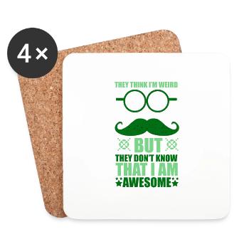 Moustache moustache moustache moustache - Dessous de verre (lot de 4) - blanc - Devant
