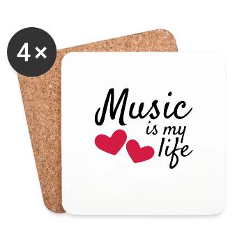Music is my life - Coasters (set of 4) - white - Front