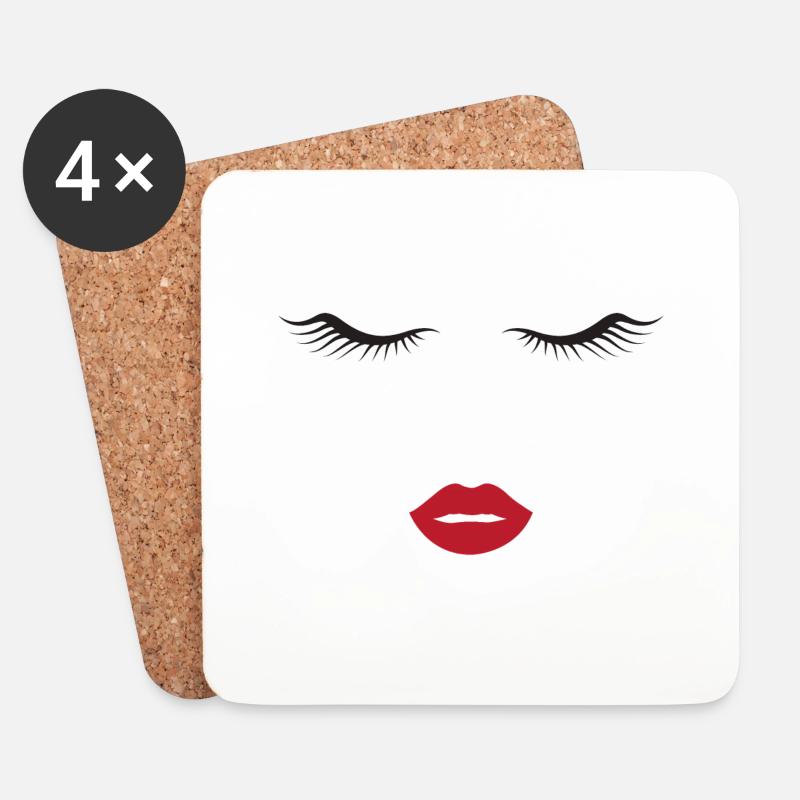 Make up Kosmetikerin Gesicht Geschenk Schminke - Untersetzer (4er-Set) - Weiß