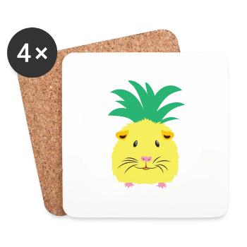 Gelbes Ananas-Meerschweinchen - Untersetzer (4er-Set) - Weiß - Vorne