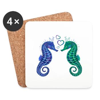 Sea Horses - Love - Coasters (set of 4) - white - Front