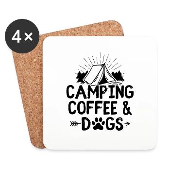 Camping coffee dogs | Camper camping gift ideas - Coasters (set of 4) - white - Front