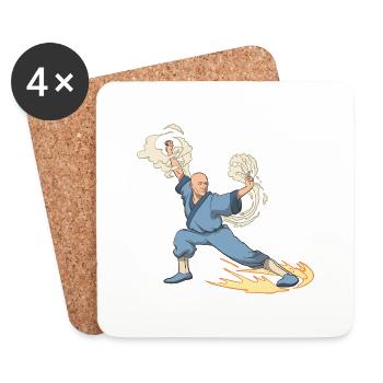 Fantasy monk fighter kick kick - Coasters (set of 4) - white - Front