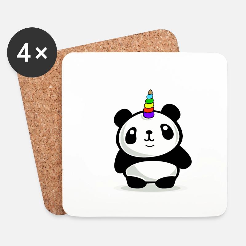 Panda Einhorn - Untersetzer (4er-Set) - Weiß