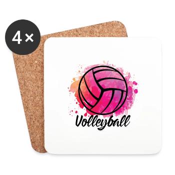 Volleyball Joueur de volley-ball joueur sportif cadeaux - Dessous de verre (lot de 4) - blanc - Devant
