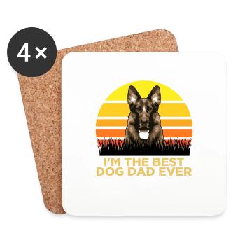 I'm The Best Dog Dad Ever Animal Pet T-Shirt - Coasters (set of 4) - white - Front
