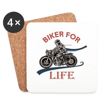 Biker for life, passion moto biker cadeau Motard - Dessous de verre (lot de 4) - blanc - Devant