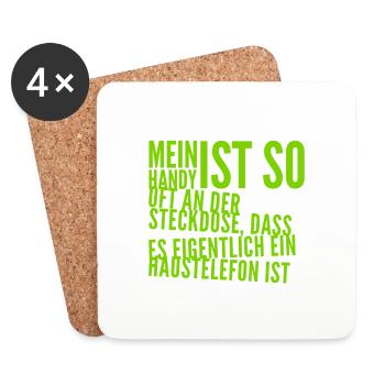 mein Handy ist oft an der Steckdose - Untersetzer (4er-Set) - Weiß - Vorne