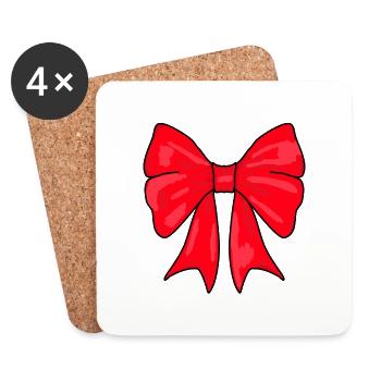 Bow gift hair bow Red hair bow - Coasters (set of 4) - white - Front