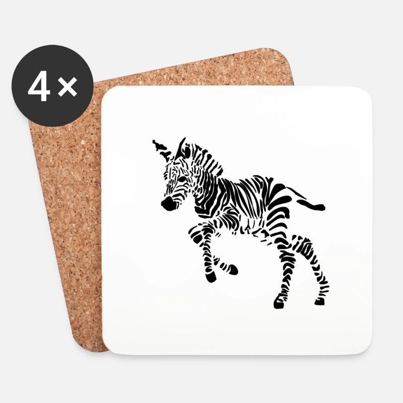 Zebra - Untersetzer (4er-Set) - Weiß