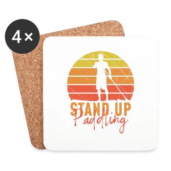Sup water sports stand up paddle paddling surfer - Coasters (set of 4) - white - Front