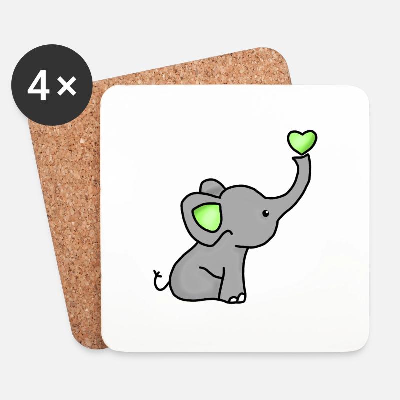 Baby Elefant - Untersetzer (4er-Set) - Weiß