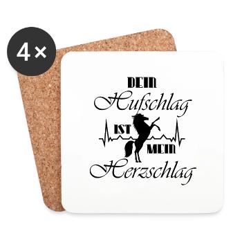 Dein Hufschlag ist mein Herzschlag Reiter Geschenk - Untersetzer (4er-Set) - Weiß - Vorne