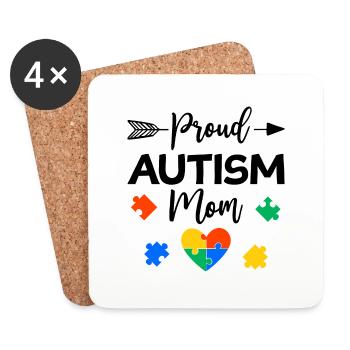 Proud Autism Mom Autismus Awareness Geschenk - Untersetzer (4er-Set) - Weiß - Vorne