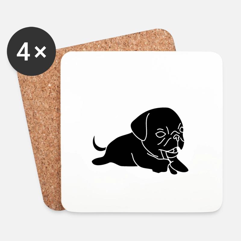 mops - Untersetzer (4er-Set) - Weiß