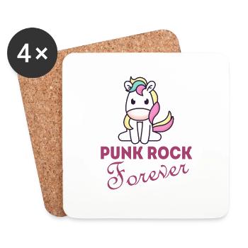 Punk Rock Forever unicorn punk anarchy gift - Coasters (set of 4) - white - Front