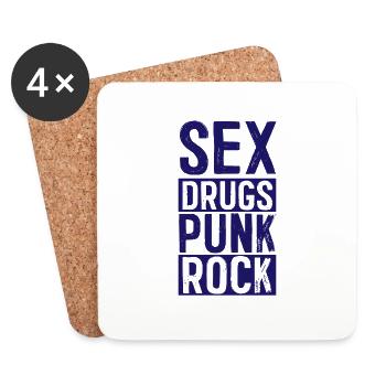 Sex Drugs Punk Rock Punker Punks Anarchie - Untersetzer (4er-Set) - Weiß - Vorne