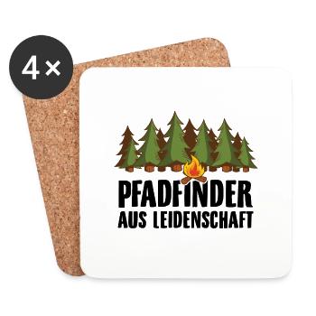 Pfadfinder Sprüche | Abzeichen Lagerfeuer Geschenk - Untersetzer (4er-Set) - Weiß - Vorne