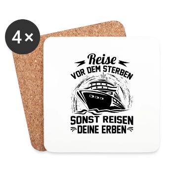 Kreuzfahrt | Oma Opa Kreuzfahrten Reise Geschenke - Untersetzer (4er-Set) - Weiß - Vorne