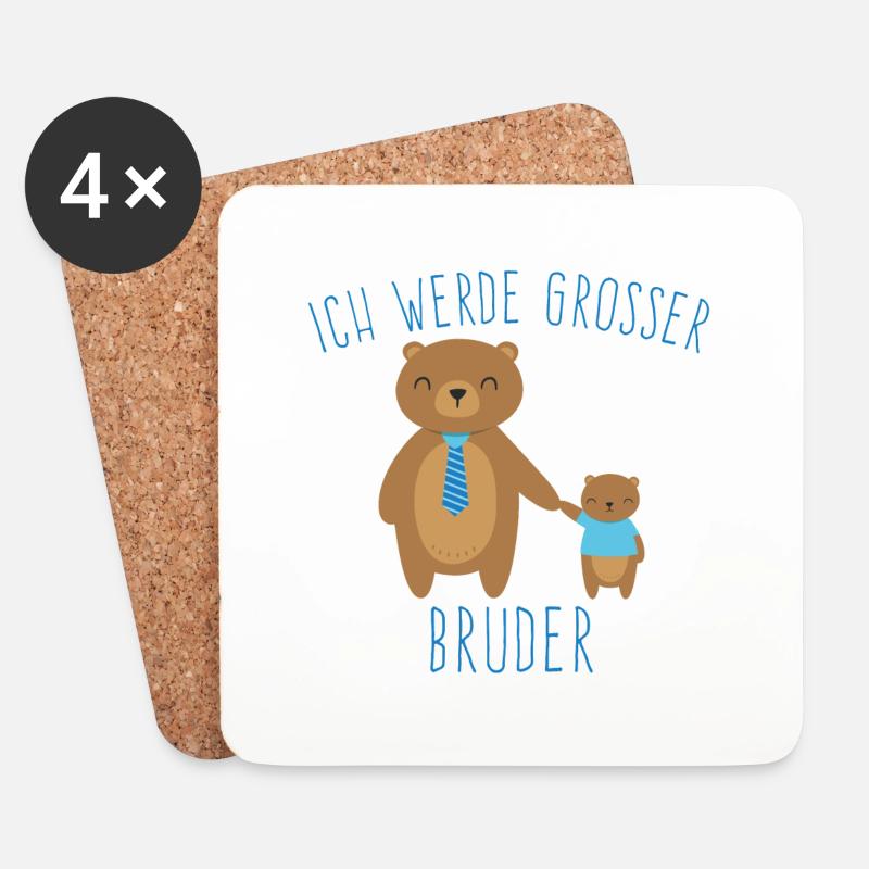 Ich werde großer Bruder Geschwister Geschenk - Untersetzer (4er-Set) - Weiß