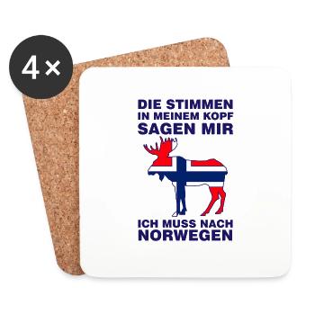 Je dois aller en camping-car de vacances en Norvège - Dessous de verre (lot de 4) - blanc - Devant