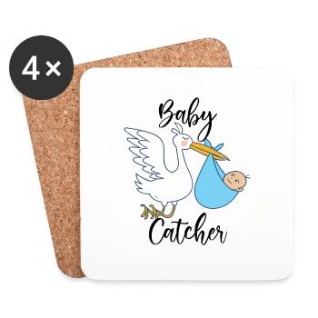 Midwife stork | Birth attendant profession gift - Coasters (set of 4) - white - Front