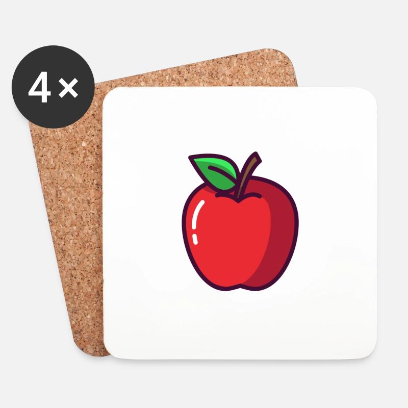 Apfel - Untersetzer (4er-Set) - Weiß